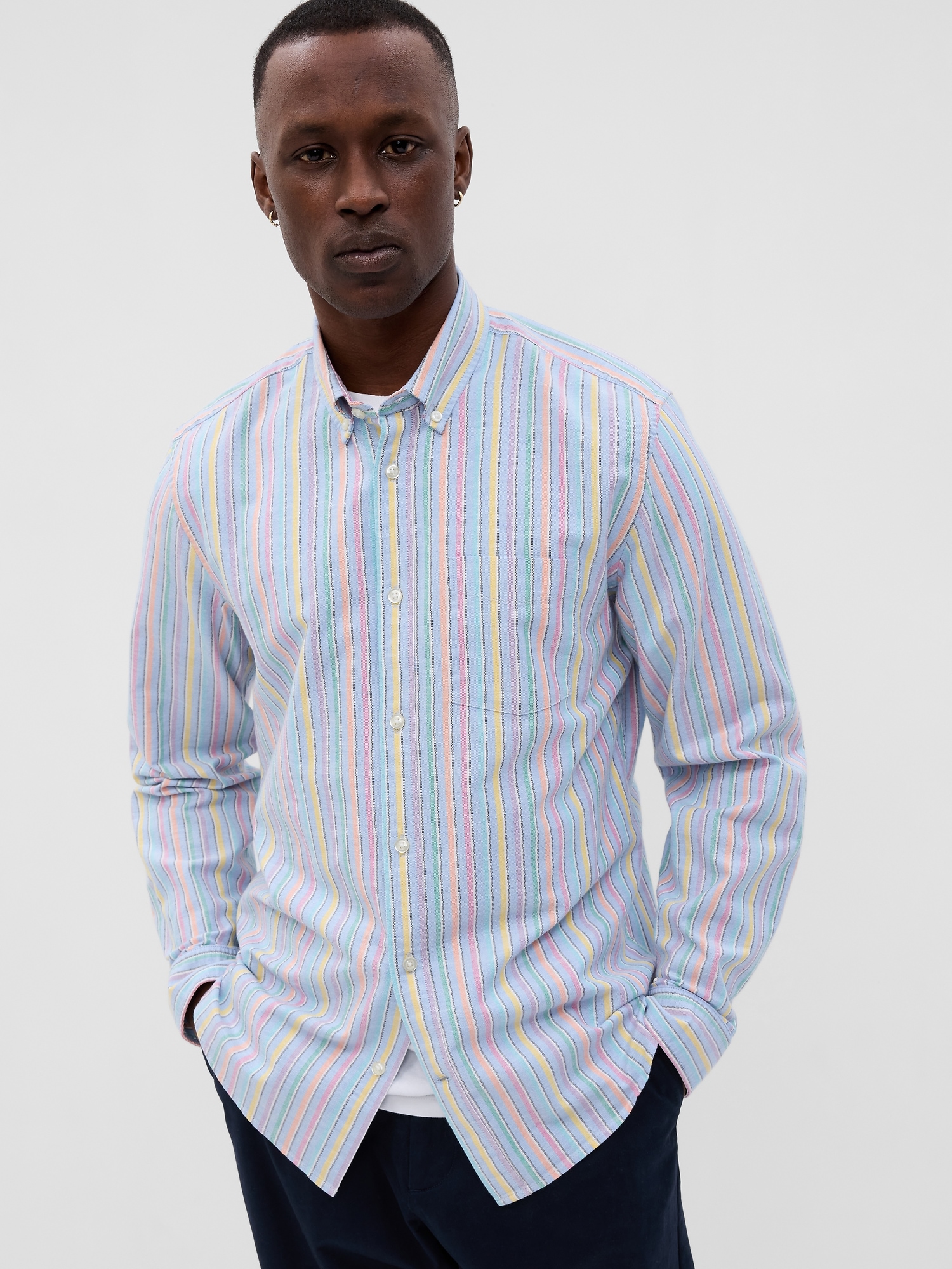 Gap Classic Oxford Shirt In Standard Fit With In-conversion Cotton In Multi Stripe