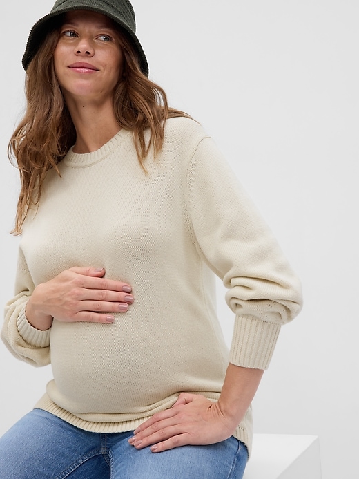 View large product image 1 of 1. Maternity Puff Sleeve Sweater