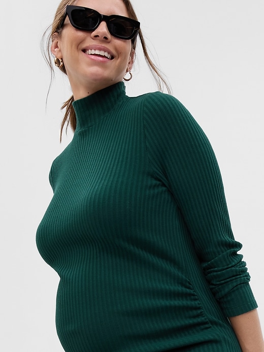 Image number 4 showing, Maternity Turtleneck Rib Midi Sweater Dress