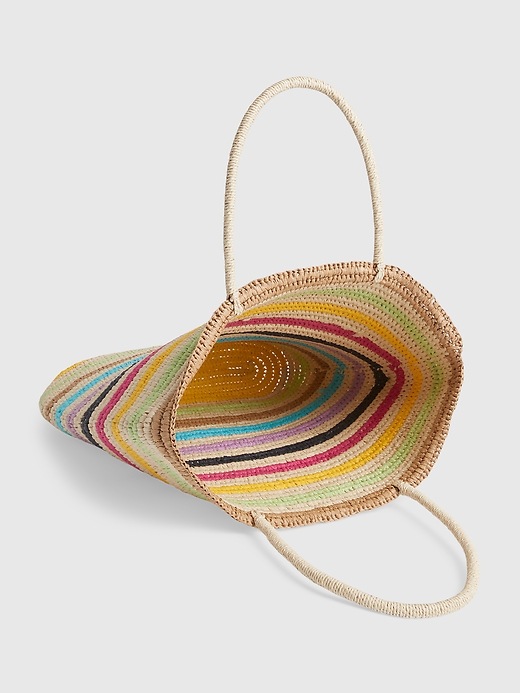 Image number 3 showing, Rainbow Stripe Straw Tote Bag