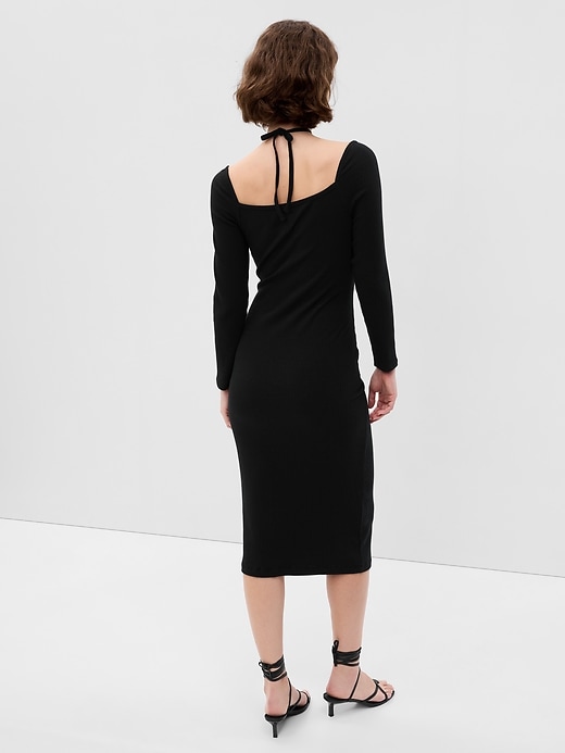 Image number 2 showing, Tie-Neck Cutout Midi Dress