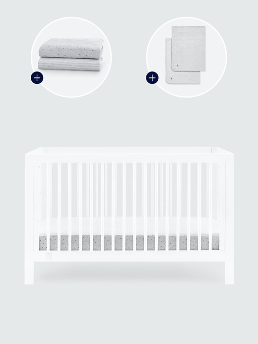 Image number 1 showing, babyGap Charlie Crib with Grey Dots and Stripes Bedding Bundle