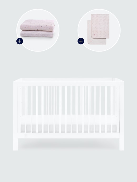 Image number 7 showing, babyGap Charlie Crib with Pink Hearts and Stripes Bedding Bundle