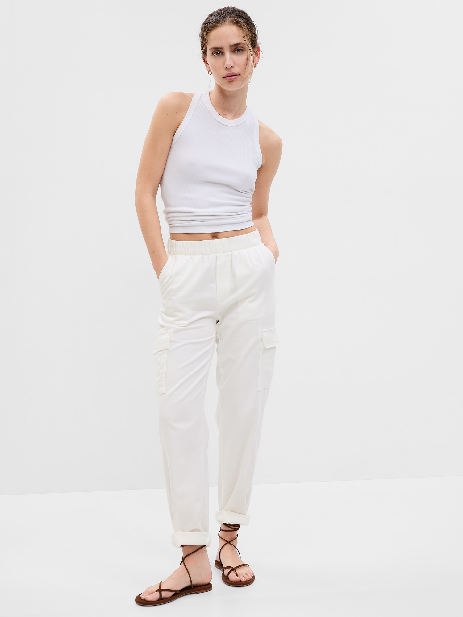 Gap Twill Cargo Pants In Off White