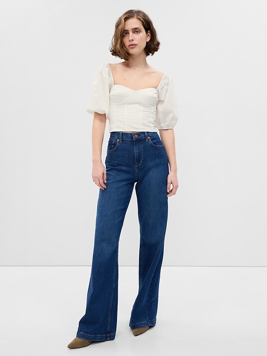Image number 3 showing, Puff Sleeve Sweetheart Crop Top