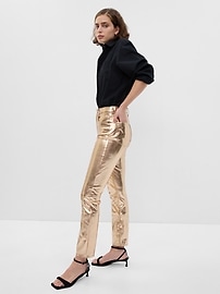 High Rise Vintage Slim Vegan-Leather Pants