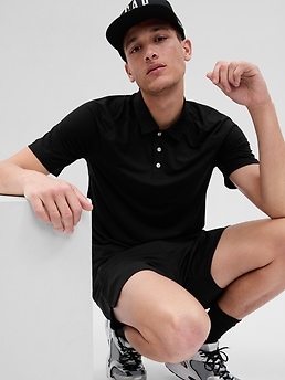 Gap Fit Recycled Active Polo Shirt In Black
