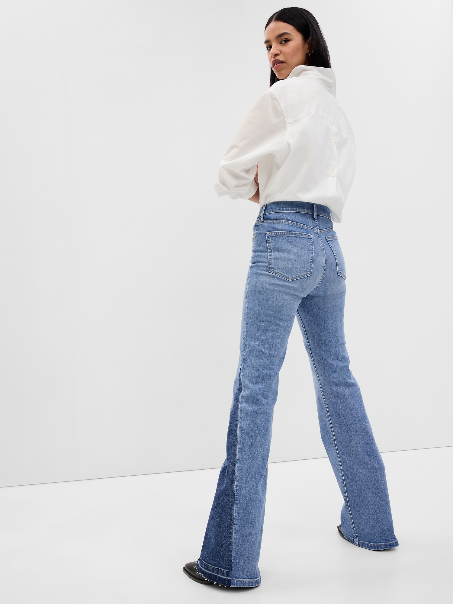 High Rise Patched '70s Flare Jeans | Gap