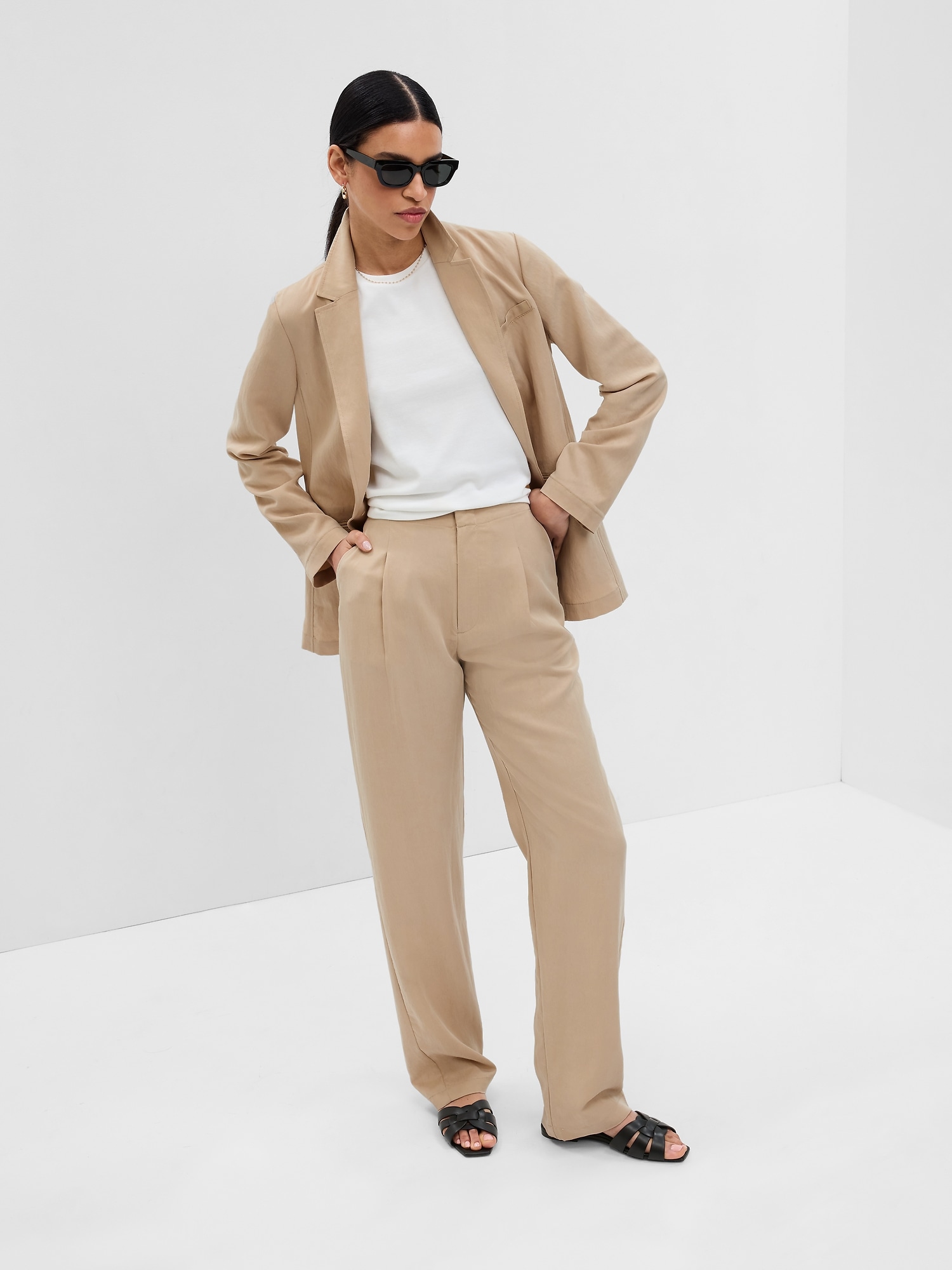 Buy Gap High Waisted Tailored Wide Leg Suit Trousers from the Gap online  shop
