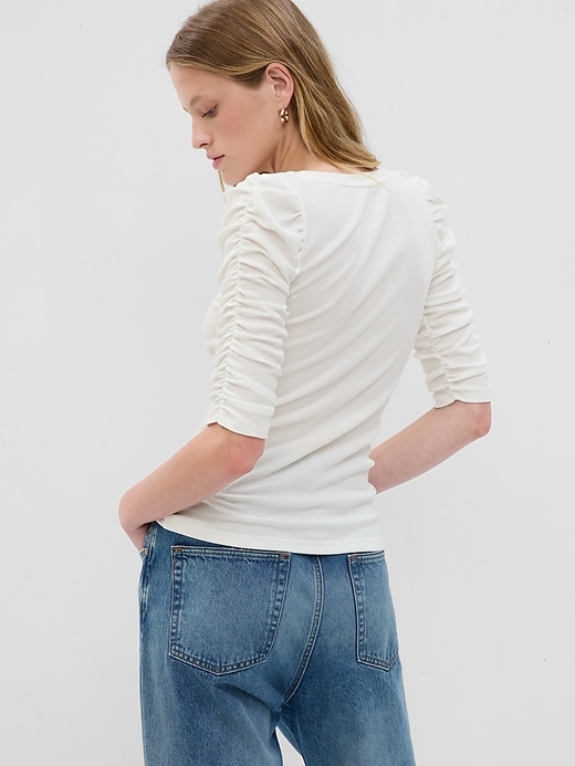Image number 2 showing, Featherweight Ruched Sleeve Rib Top