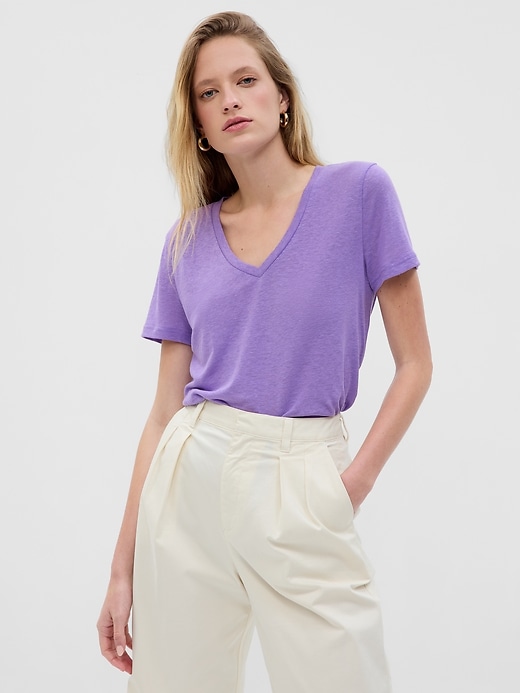 Image number 1 showing, Linen-Blend T-Shirt