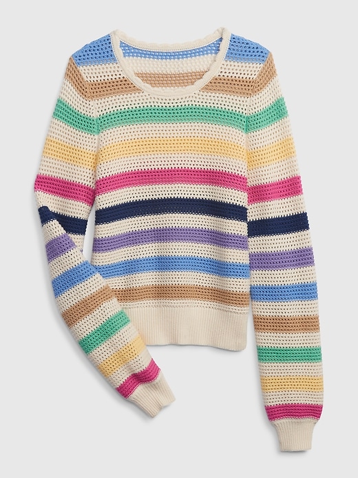 Image number 6 showing, Stripe Crochet Crewneck Sweater