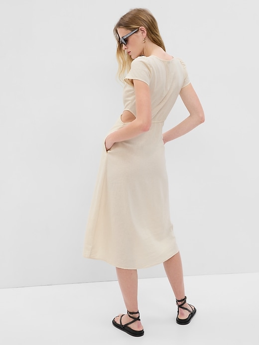 Image number 2 showing, Linen-Blend Cutout Midi Dress