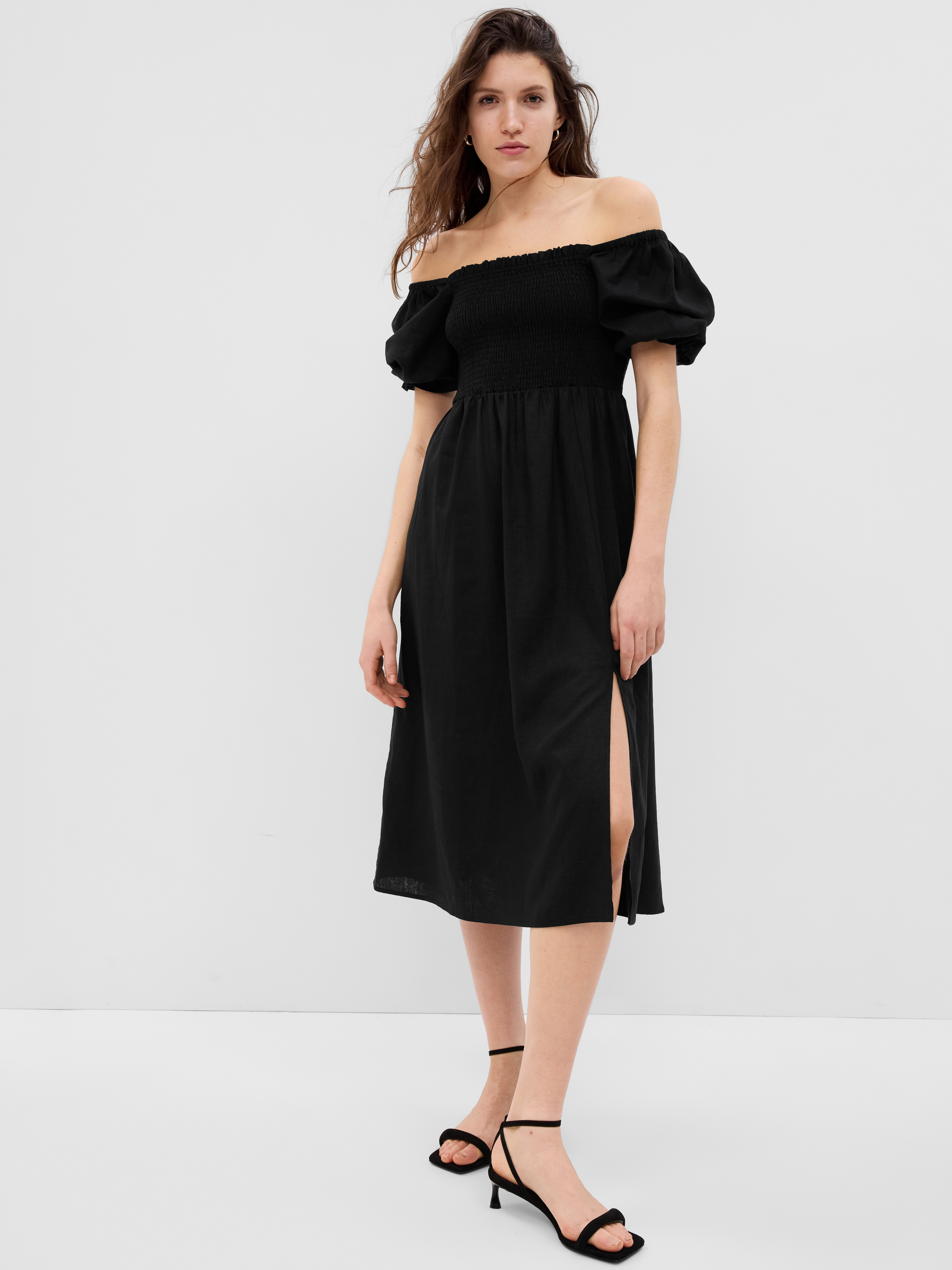 gap linen midi dress