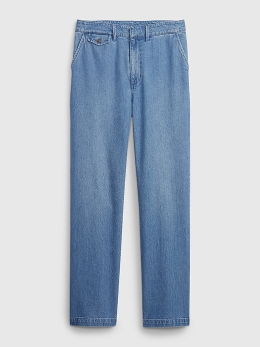 Image number 6 showing, High Rise Denim Wide-Leg Trousers with Washwell