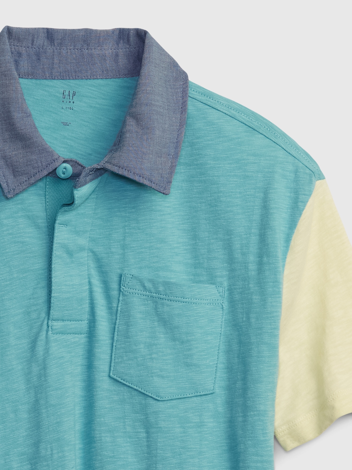 Kids Chambray Collar Polo Shirt