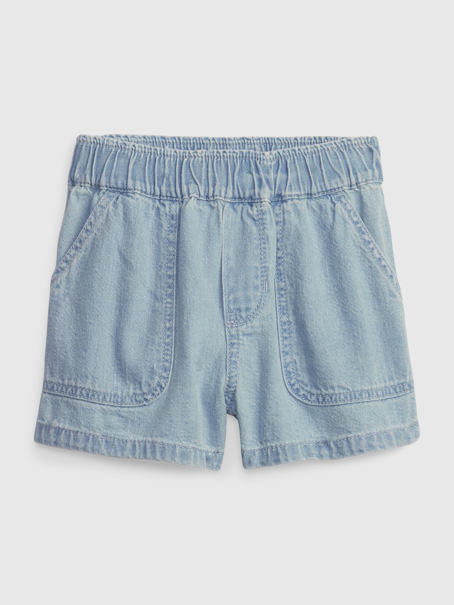 Gap Toddler Pull-On Denim Shorts with Washwell blue. 1