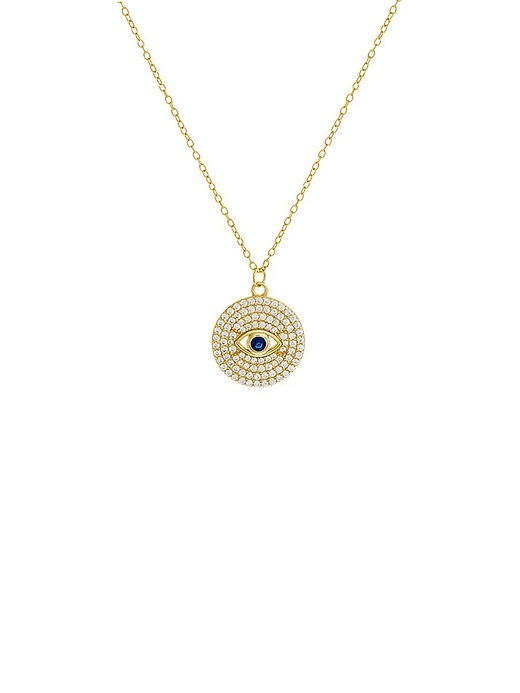 Image number 1 showing, Pave Evil Eye Coin Necklace