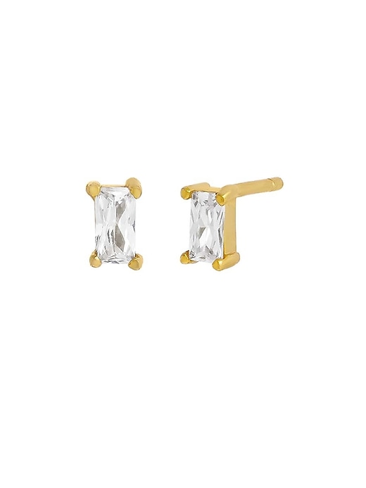 Image number 1 showing, Tiny Baguette Stud Earring
