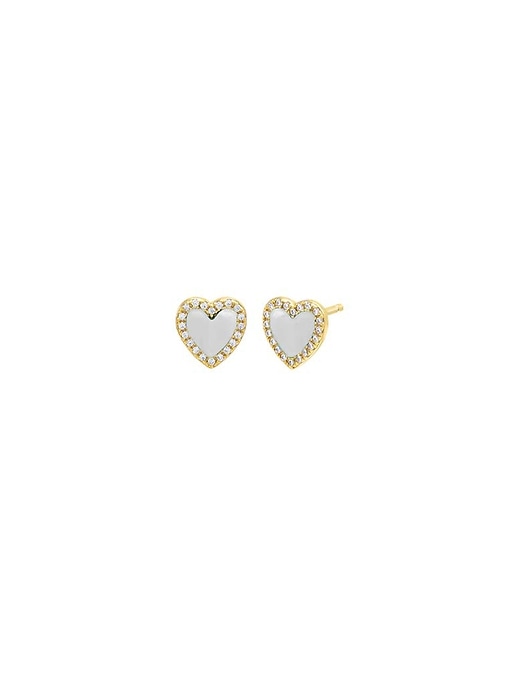 View large product image 1 of 1. Colored Stone Pave Heart Stud Earring