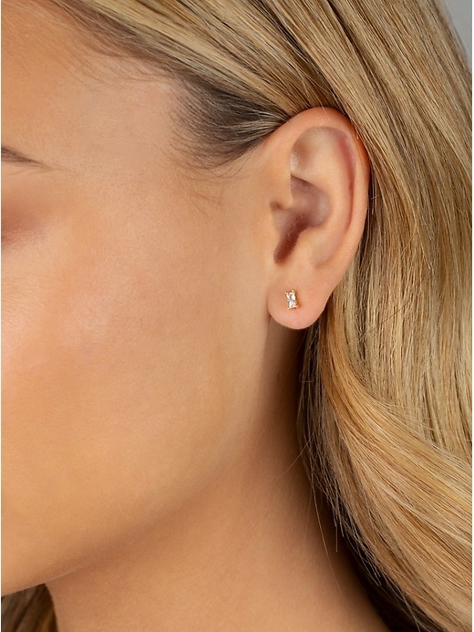 Image number 2 showing, Tiny Baguette Stud Earring