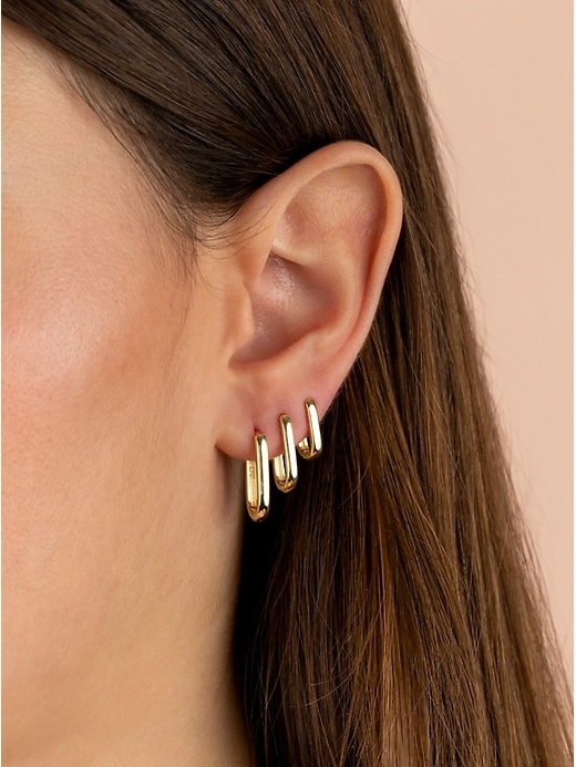 Image number 2 showing, Solid Oval Huggie Earring