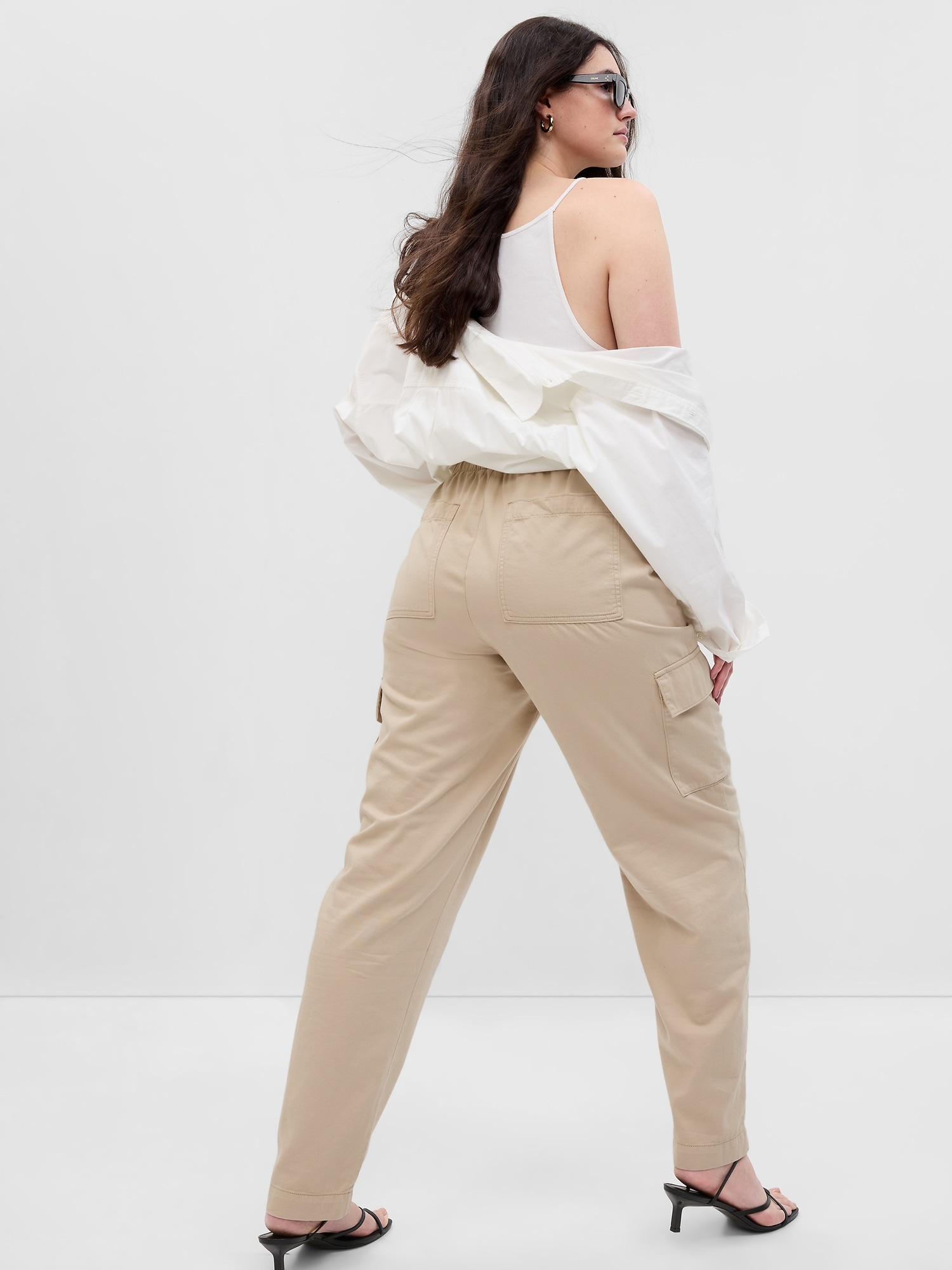 Mid Rise Twill Cargo Pants