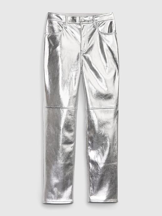 Women's Plus Size Anitra Metallic Slinky Pants- Silver - Curvy Sense