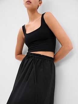 Black paperbag midi outlet skirt