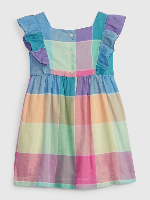 Toddler Linen-Cotton Plaid Dress | Gap