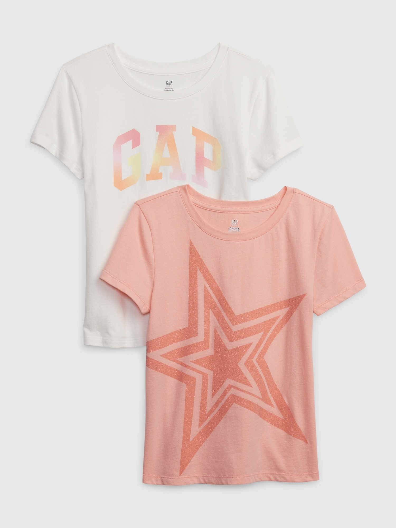 Gap Kids 100% Organic Cotton Graphic T-Shirt (2-Pack) orange. 1