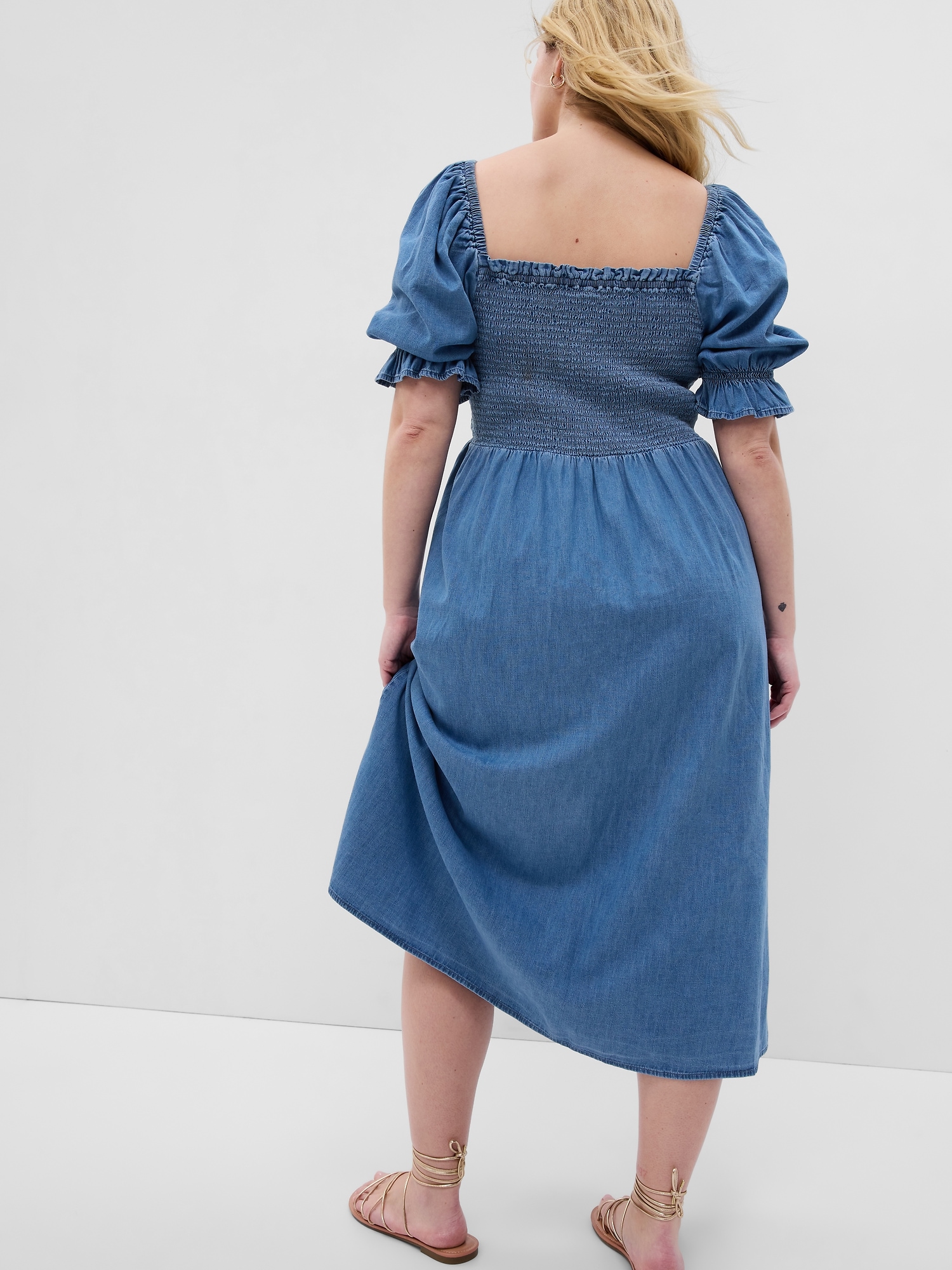 Retrofete Sibi Puff-Sleeve Denim Mini Dress Size L NWT | eBay