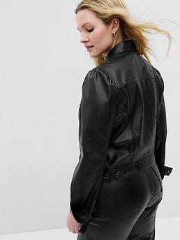 Leather jacket hot sale puff sleeve