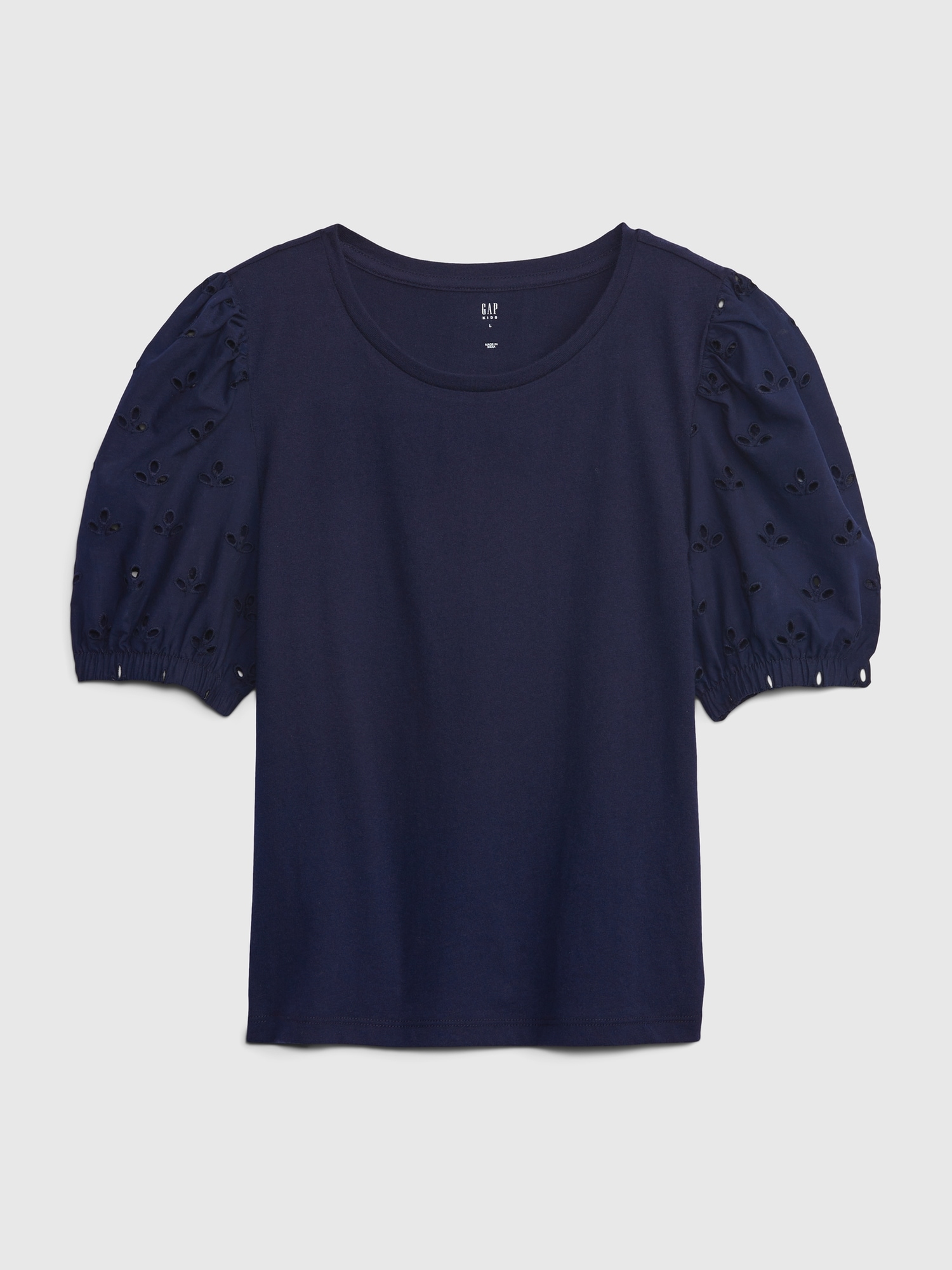 Gap Kids Eyelet Puff Sleeve Top blue. 1