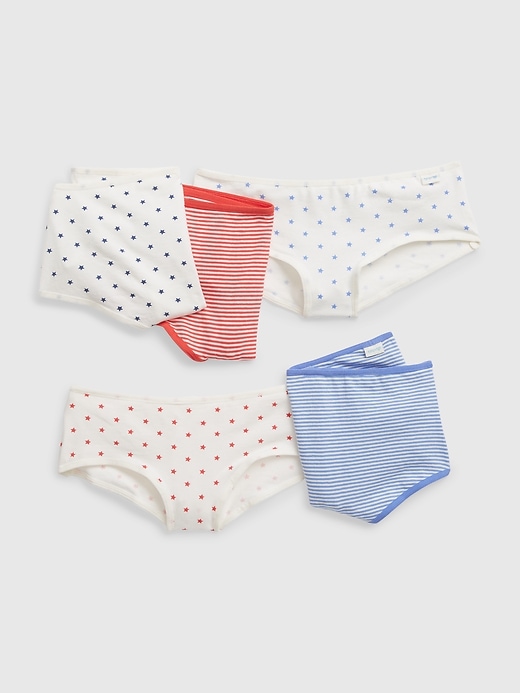 Image number 1 showing, Kids Organic Cotton Stars and Stripes Bikini Briefs (5-Pack)