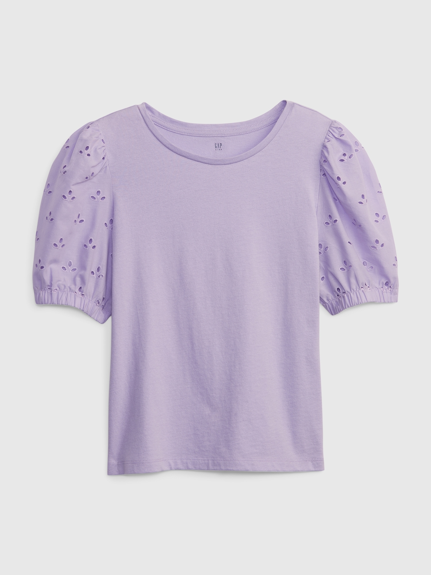 Gap Kids Eyelet Puff Sleeve Top purple. 1