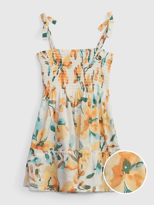 Toddler Linen-Cotton Floral Tiered Dress | Gap