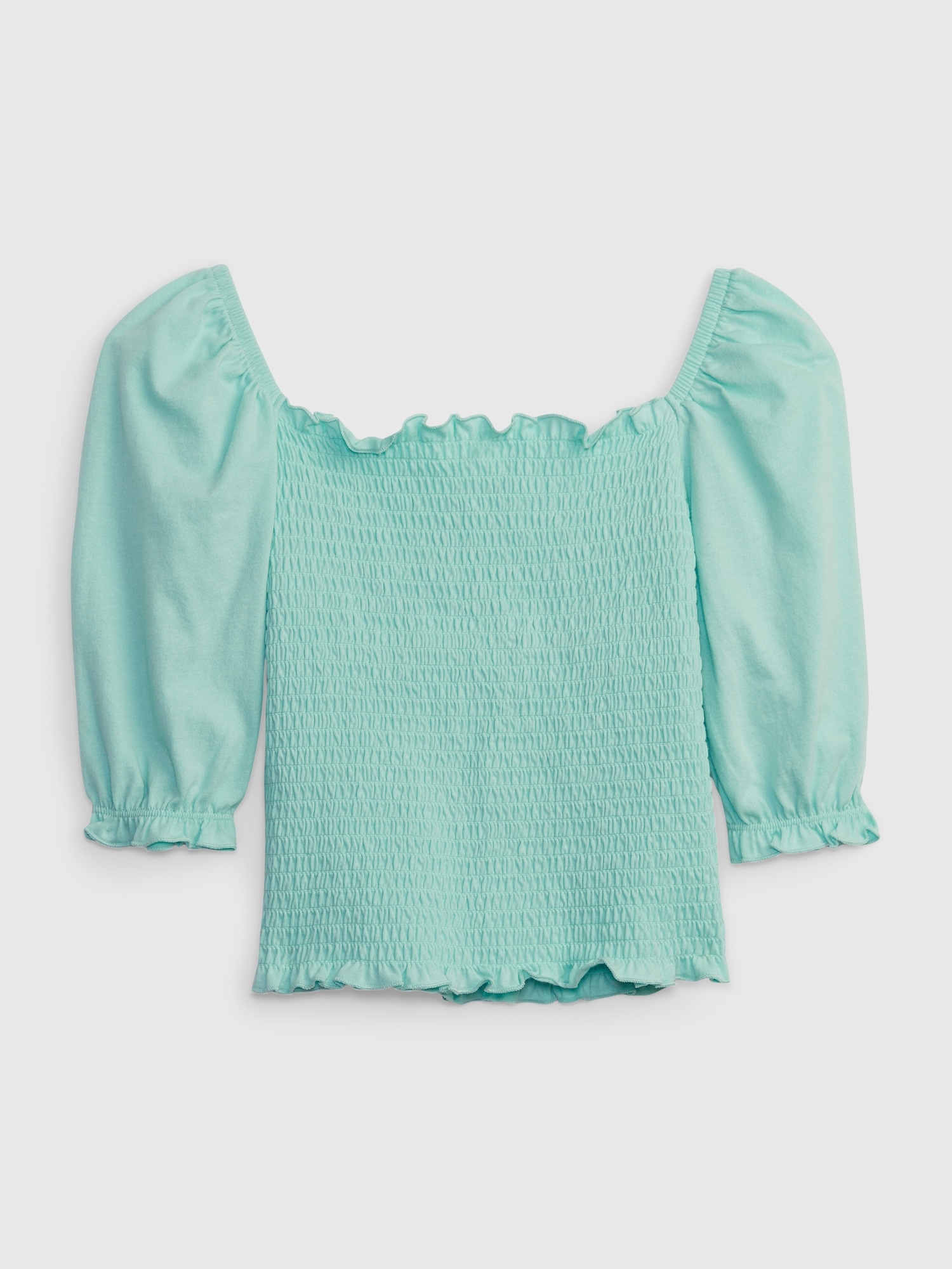 Gap Kids Puff Sleeve Smocked Top green. 1