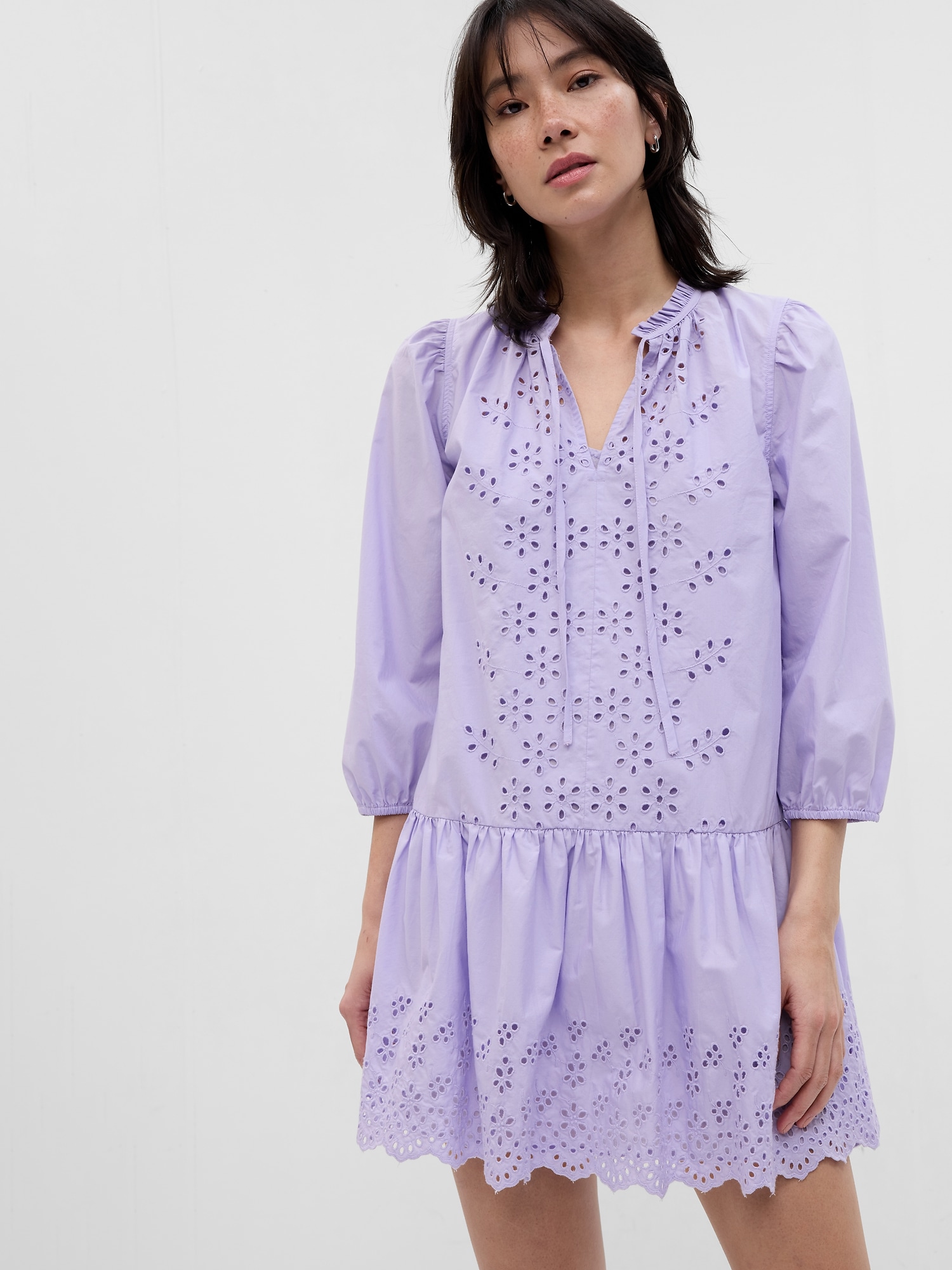 Gap Eyelet Mini Dress purple. 1