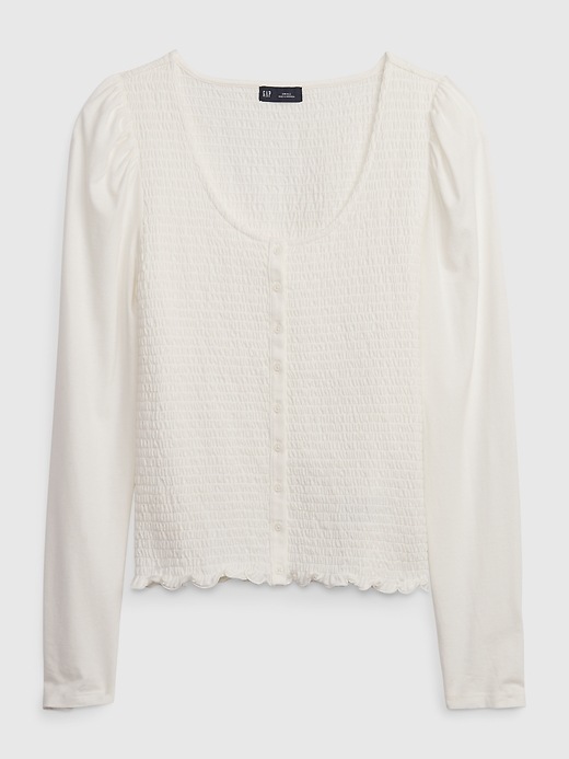 Featherweight Smocked Button-Front Top | Gap