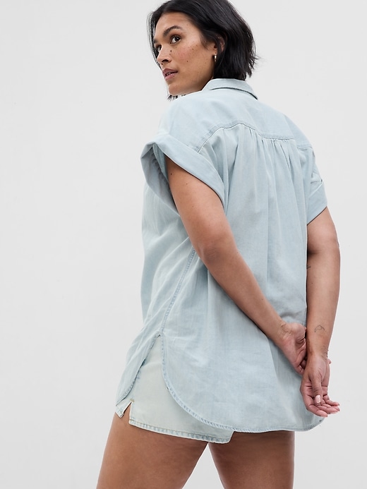 Image number 5 showing, Denim Dolman Shirt with Washwell