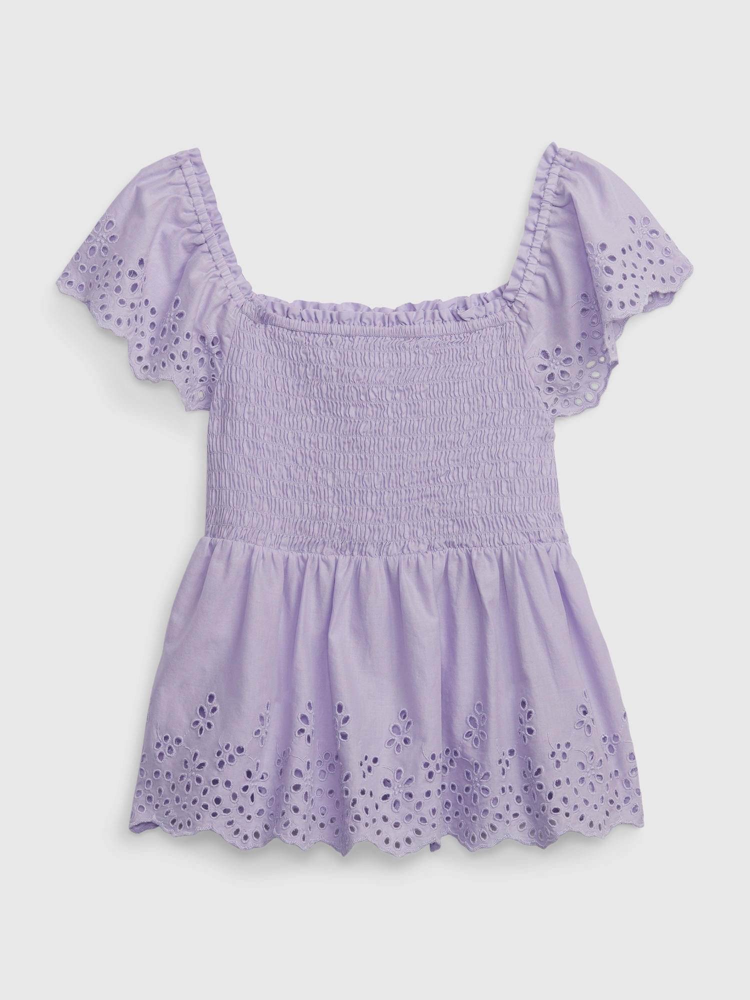 Gap Kids Eyelet Flutter Sleeve Top purple. 1