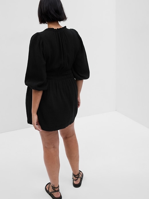 Image number 5 showing, Puff Sleeve Tie-Front Mini Dress