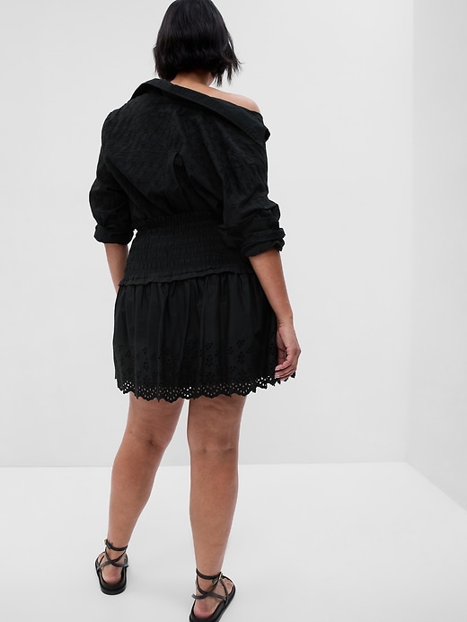 Image number 5 showing, Smocked Eyelet Mini Skirt