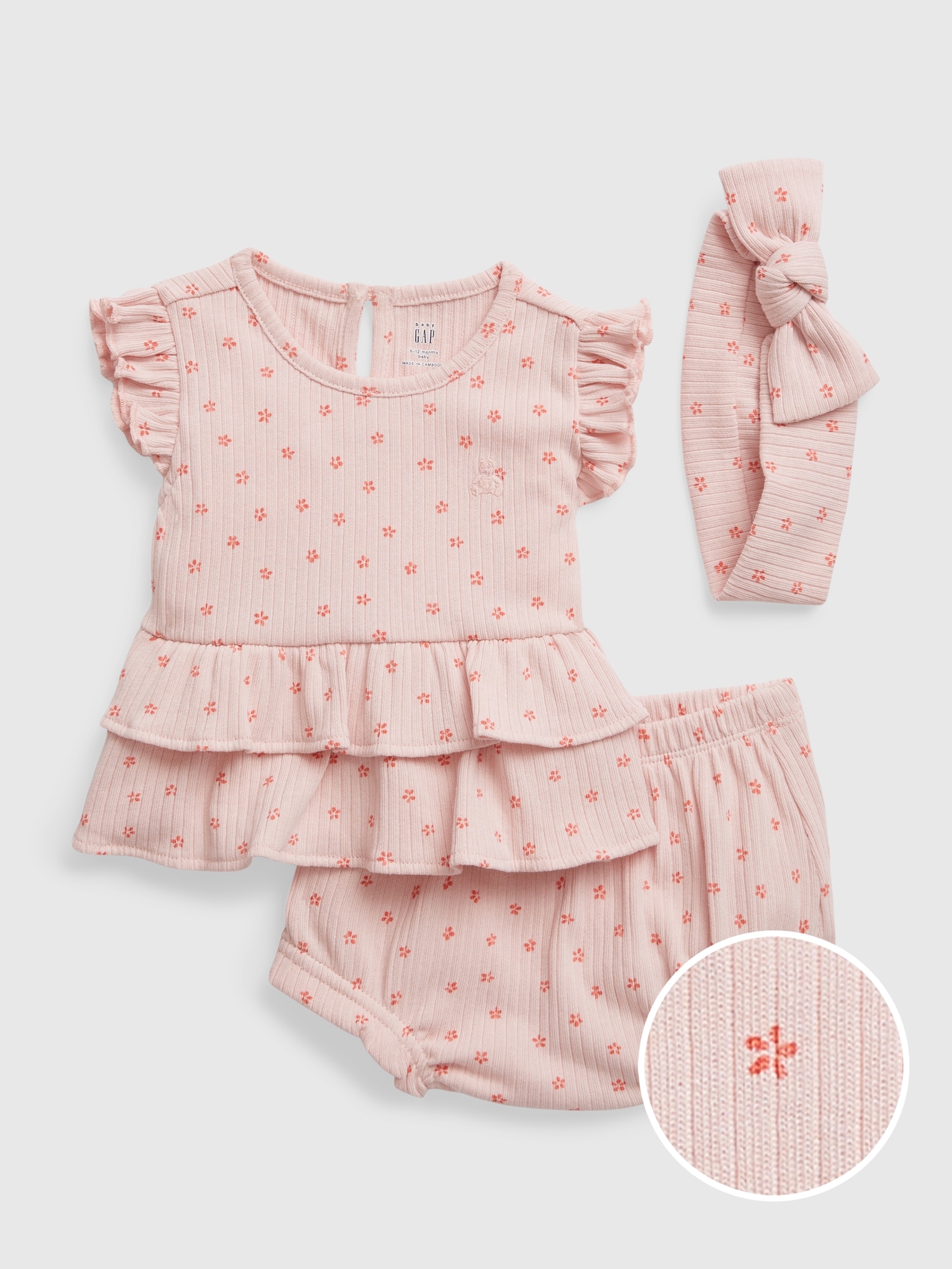 Gap Baby Ruffled Rib Outfit Set pink. 1