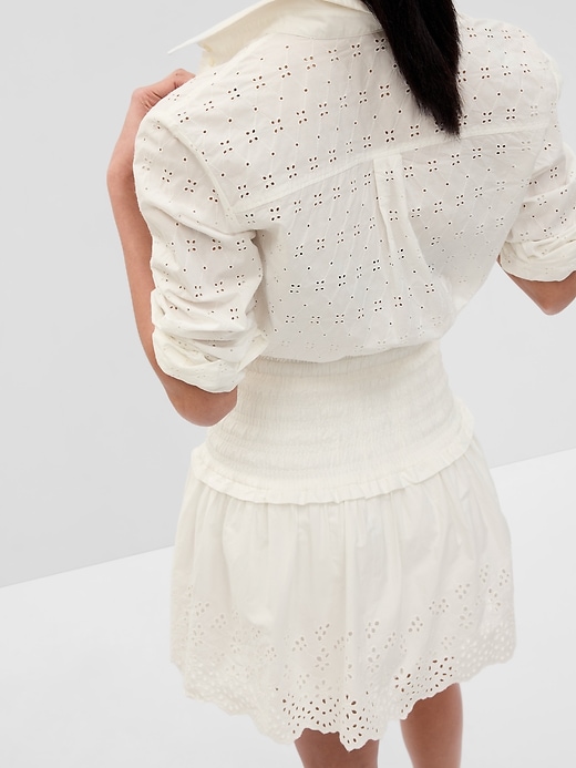 Image number 2 showing, Smocked Eyelet Mini Skirt