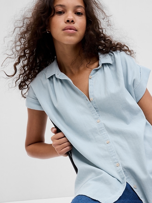 Image number 1 showing, Denim Dolman Shirt with Washwell