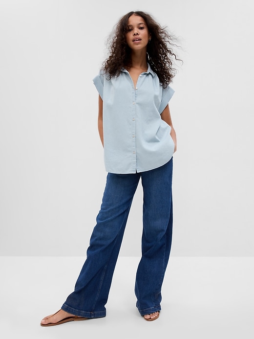 Image number 3 showing, Denim Dolman Shirt with Washwell