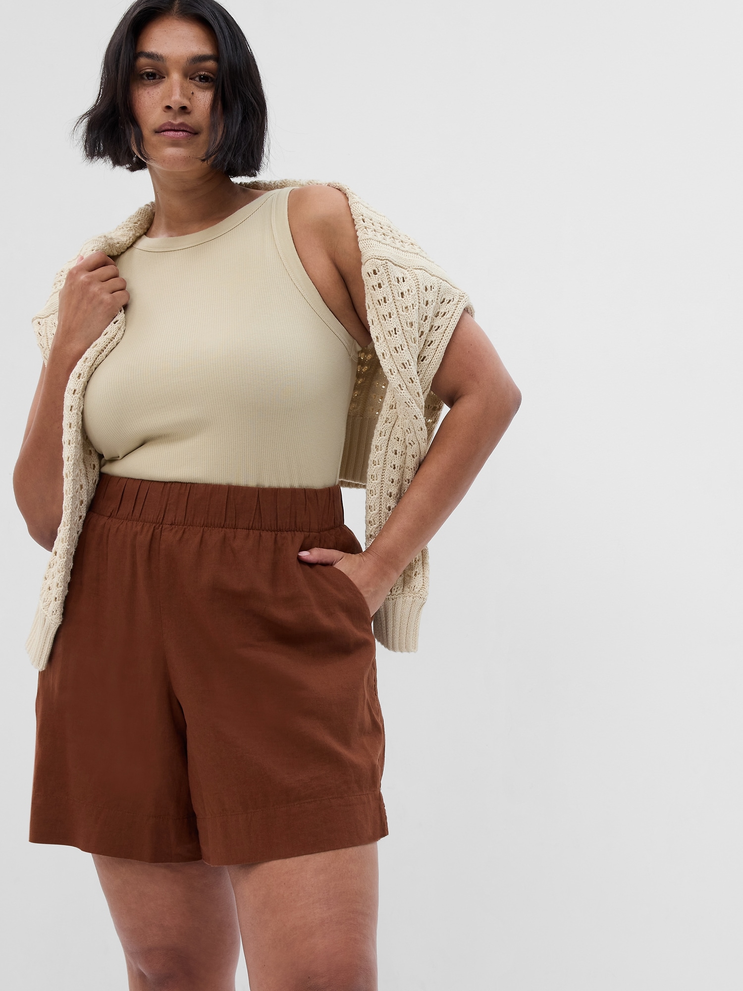 Linen-Blend Pull-On Shorts | Gap