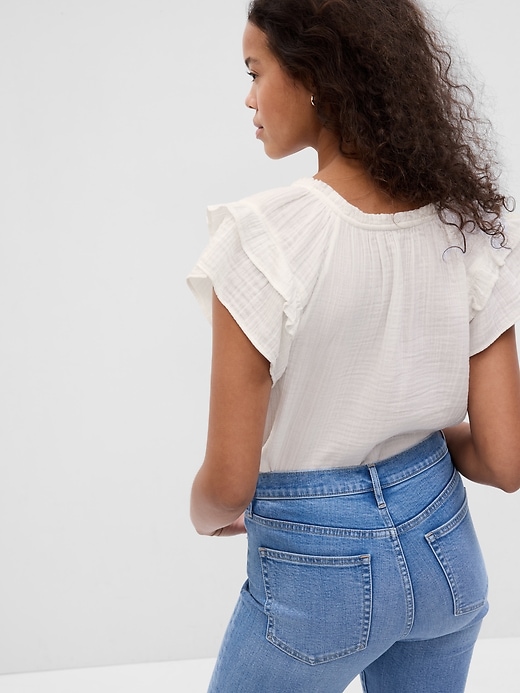 Image number 2 showing, Crinkle Gauze Flutter Sleeve Top